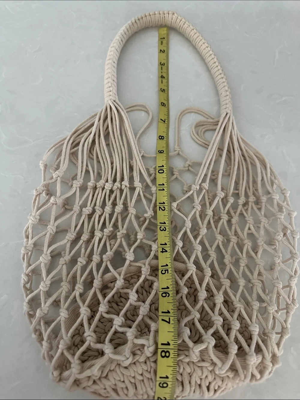 Crocheted Mesh & Straw bucket bag